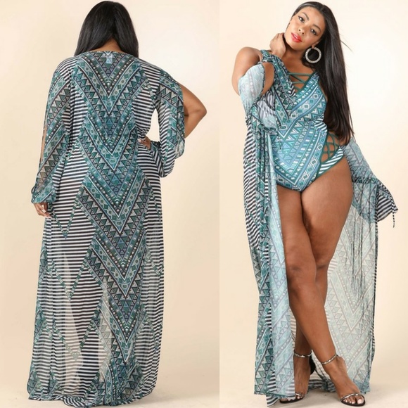 Other - Printed mesh cover-up. COVER-UP ONLY!! OLIVE